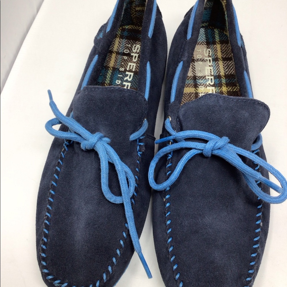 Sperry men blue suede top sider shoes